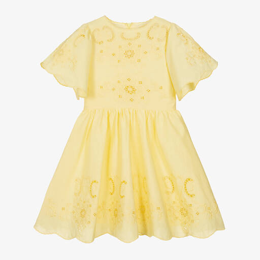 Petite Amalie-فستان قطن وكتان لون أصفر | Childrensalon Outlet
