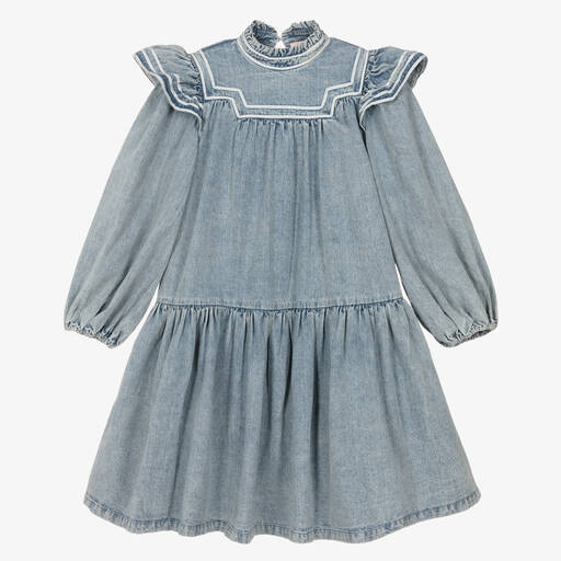 Petite Amalie-Голубое платье из потертого денима | Childrensalon Outlet