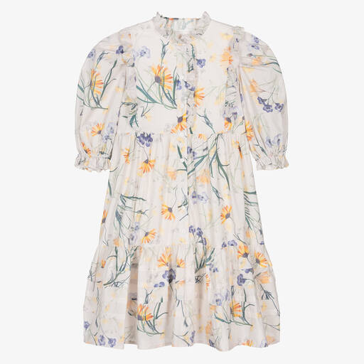 Petite Amalie-Teen Girls Ivory Floral Cotton Dress | Childrensalon Outlet