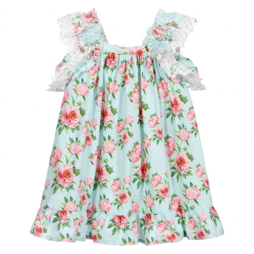 Phi Clothing-Aqua Green & Pink Cotton Dress | Childrensalon Outlet