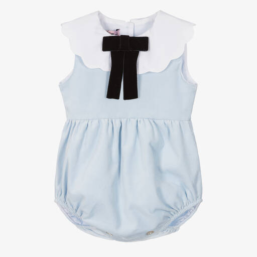 Phi Clothing-Baby Girls Blue Cotton Velvet Shortie | Childrensalon Outlet