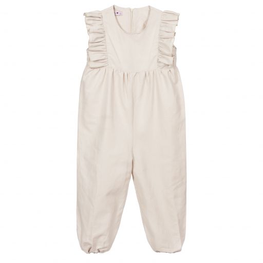 Phi Clothing-Beige Linen Jumpsuit | Childrensalon Outlet