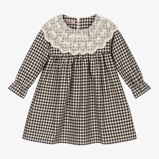 Phi Clothing-Black & Ivory Gingham Dress | Childrensalon Outlet