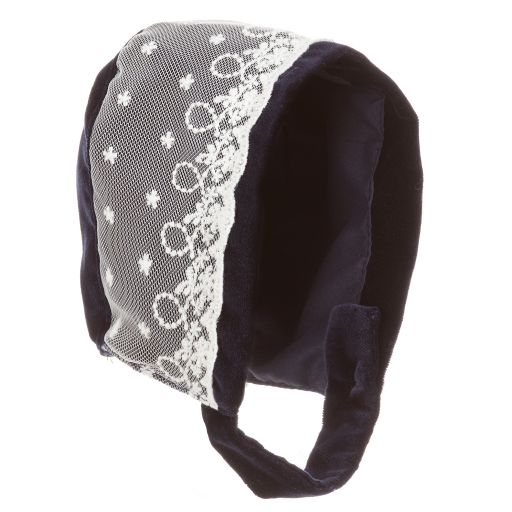 Phi Clothing-Blue Cotton Velvet Bonnet | Childrensalon Outlet