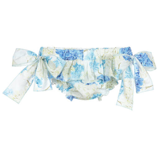 Phi Clothing-Blue & White Floral Bloomer Shorts | Childrensalon Outlet
