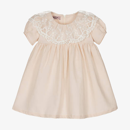Phi Clothing-Girls Beige Linen & Cotton Dress | Childrensalon Outlet