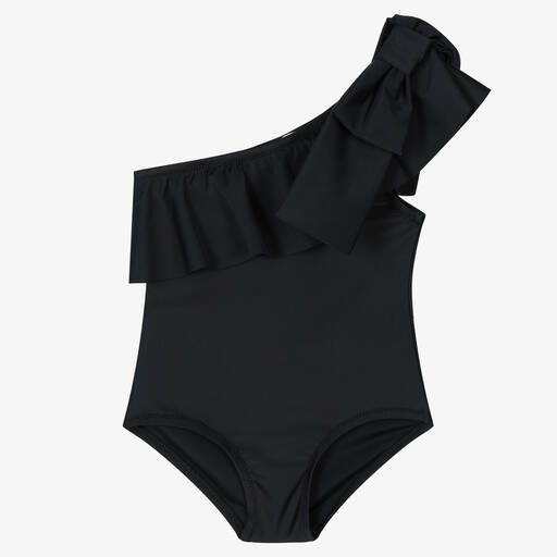 Phi Clothing-Girls Black One-Shoulder Swimsuit | Childrensalon Outlet