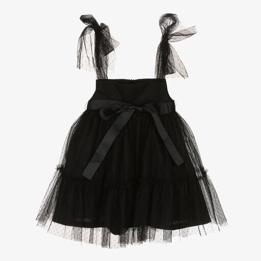 Phi Clothing-Robe noire en tulle fille | Childrensalon Outlet