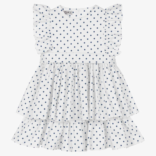 Phi Clothing-Girls Black & White Cotton Polka Dot Dress | Childrensalon Outlet