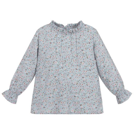 Phi Clothing-Girls Blue Cotton Blouse | Childrensalon Outlet