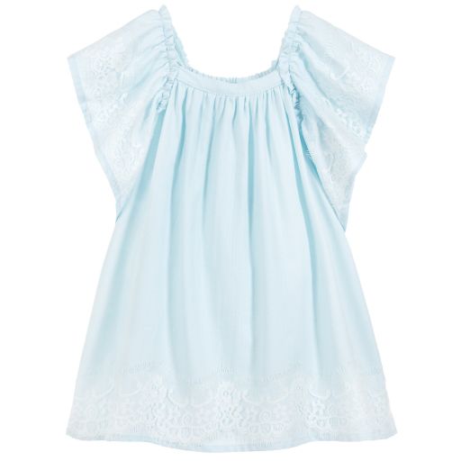 Phi Clothing-Girls Blue Cotton Dress | Childrensalon Outlet