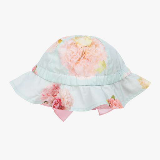 Phi Clothing-Girls Blue Cotton Floral Sun Hat | Childrensalon Outlet