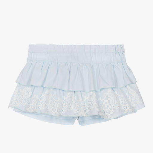 Phi Clothing-Girls Blue Cotton & Lace Skort | Childrensalon Outlet