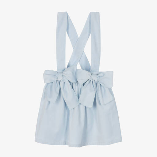 Phi Clothing-Girls Blue Cotton Velvet Bow Skirt | Childrensalon Outlet