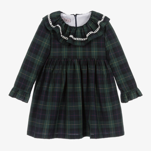 Phi Clothing-Girls Green Cotton Tartan Dress | Childrensalon Outlet