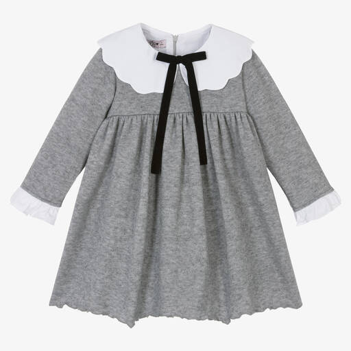 Phi Clothing-فستان مزيج فيسكوز محبوك لون رمادي | Childrensalon Outlet
