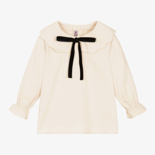Phi Clothing-Girls Ivory Blouse with Bow Neck | Childrensalon Outlet