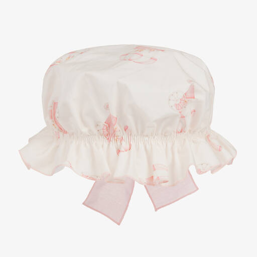 Phi Clothing-Girls Ivory Cart Print Cotton Mop Hat | Childrensalon Outlet