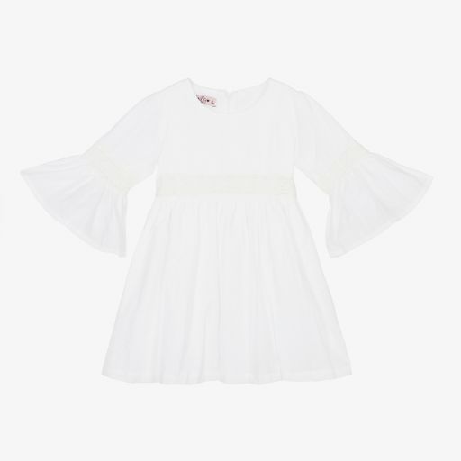 Phi Clothing-Кремовое хлопковое платье для девочек | Childrensalon Outlet