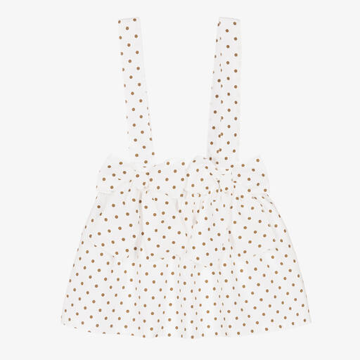 Phi Clothing-Girls Ivory Cotton Polka Dot Skirt | Childrensalon Outlet