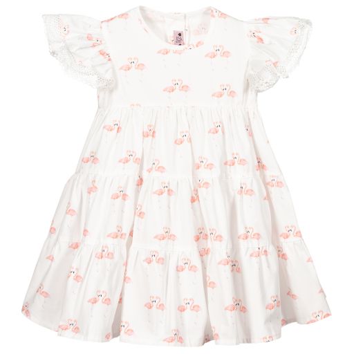 Phi Clothing-Robe ivoire Flamand rose Fille | Childrensalon Outlet