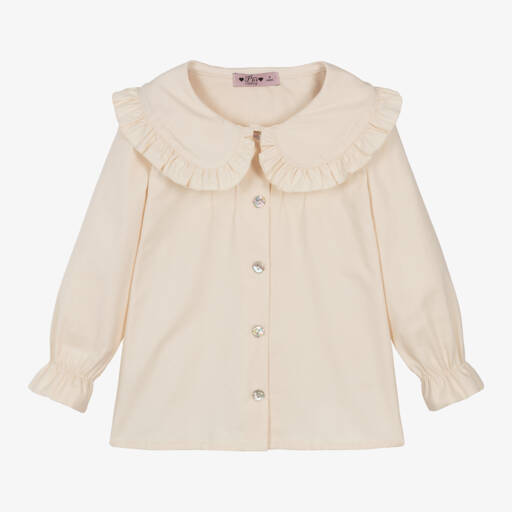 Phi Clothing-Girls Ivory Frilled Neck Blouse | Childrensalon Outlet