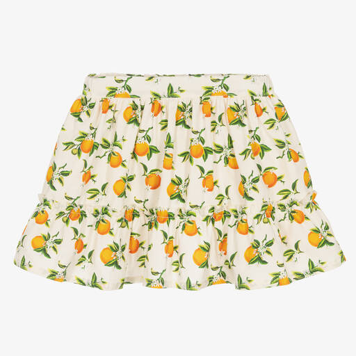 Phi Clothing-Girls Ivory & Orange Cotton Skirt | Childrensalon Outlet