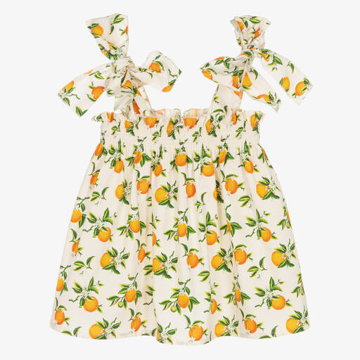 Phi Clothing-Girls Ivory & Orange Cotton Top | Childrensalon Outlet