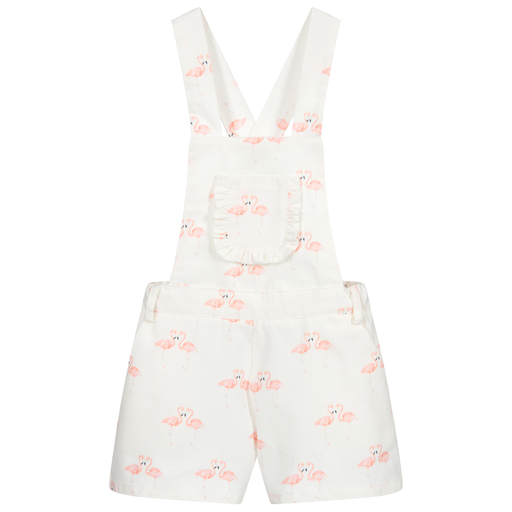 Phi Clothing-Girls Ivory Short Dungarees | Childrensalon Outlet