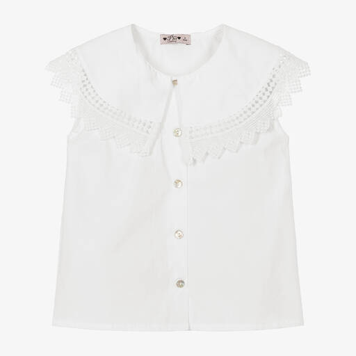 Phi Clothing-Кремовая хлопковая блузка без рукавов | Childrensalon Outlet