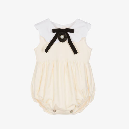 Phi Clothing-Girls Ivory Velvet Romper | Childrensalon Outlet