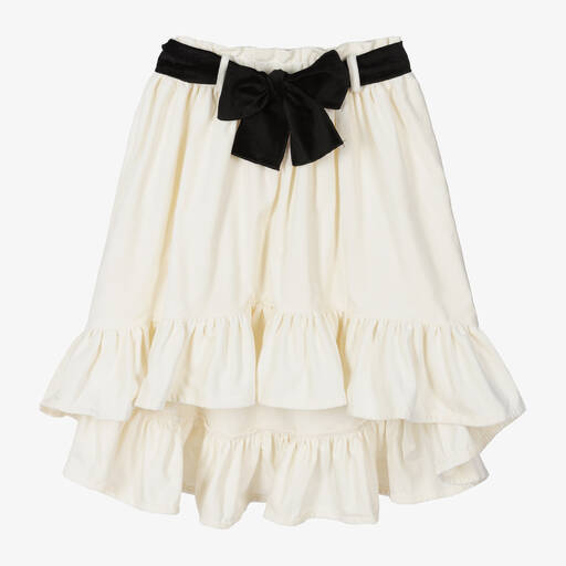 Phi Clothing-Girls Ivory Velvet Waterfall Skirt | Childrensalon Outlet