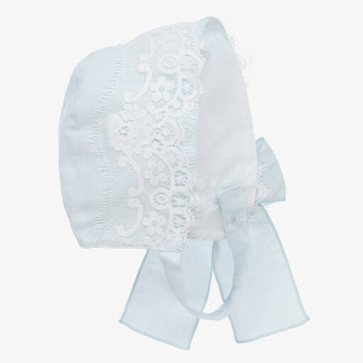 Phi Clothing-Голубой хлопковый чепчик с кружевом для девочек | Childrensalon Outlet