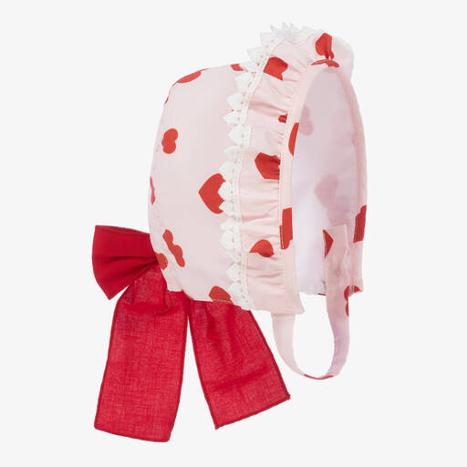 Phi Clothing-Girls Pink Cotton Heart Bonnet | Childrensalon Outlet