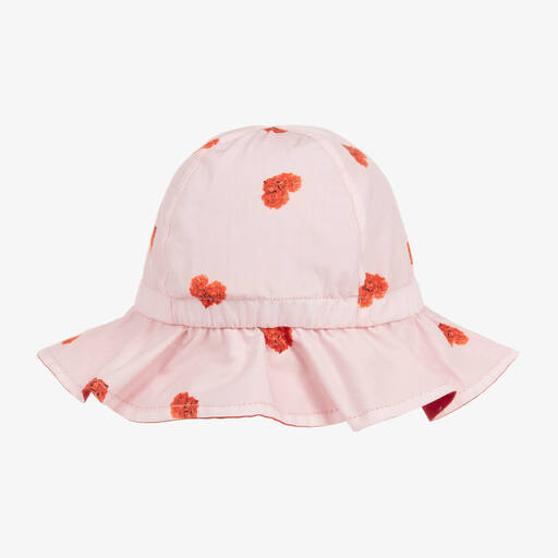 Phi Clothing-Girls Pink Cotton Heart Sun Hat | Childrensalon Outlet