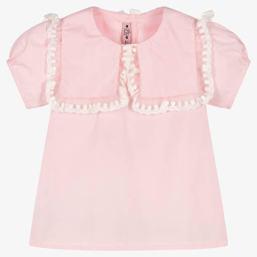 Phi Clothing-Girls Pink Cotton Poplin Blouse | Childrensalon Outlet