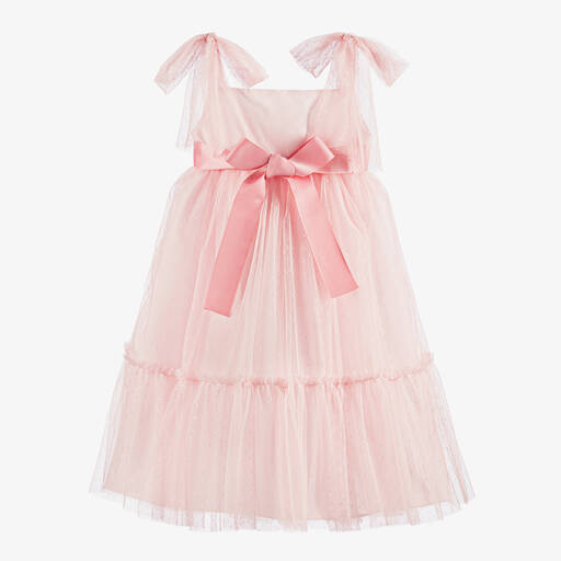 Phi Clothing-Розовое платье из тюля в горошек для девочек | Childrensalon Outlet