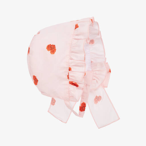 Phi Clothing-Girls Pink Heart Print Cotton Bonnet | Childrensalon Outlet