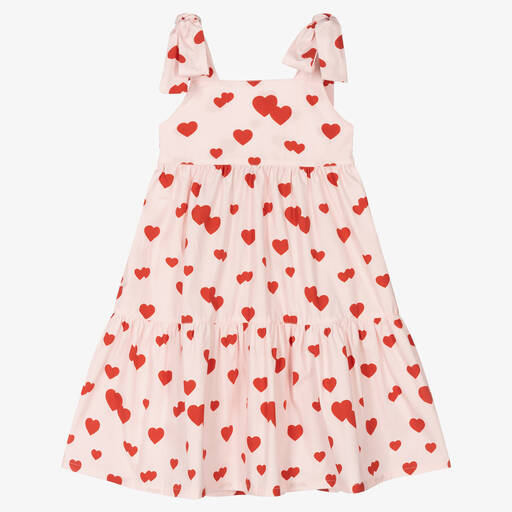 Phi Clothing-Girls Pink & Red Cotton Hearts Dress | Childrensalon Outlet