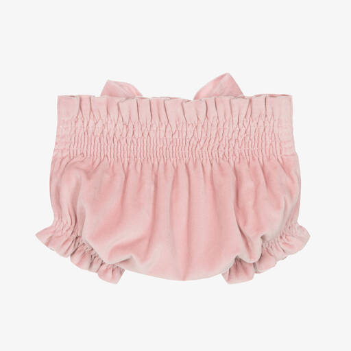 Phi Clothing-Rosa Samt-Rüschenhose für Mädchen | Childrensalon Outlet