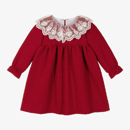 Phi Clothing-Girls Red Cable Knit Jersey Dress | Childrensalon Outlet