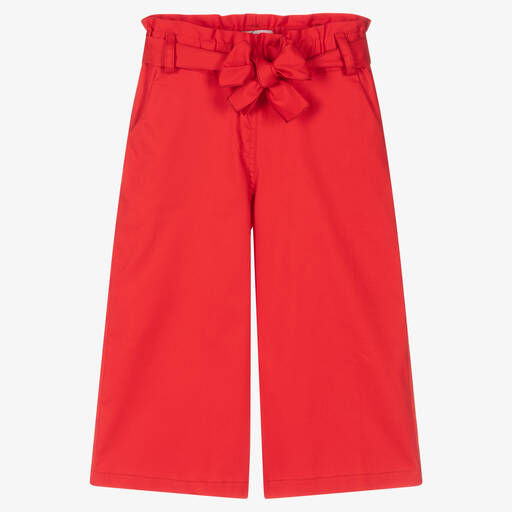 Phi Clothing-Girls Red Cotton Wide Leg Trousers | Childrensalon Outlet