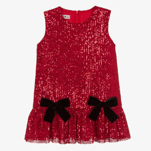 Phi Clothing-Girls Red Sequin Bow Dress | Childrensalon Outlet