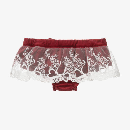 Phi Clothing-Bloomer rouge en velours et dentelle fille | Childrensalon Outlet