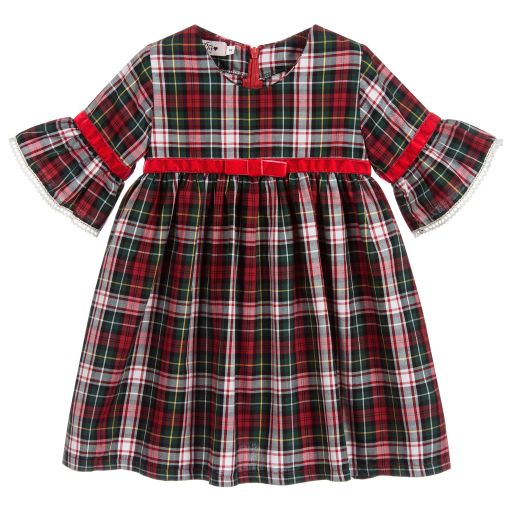 Phi Clothing-فستان قطن تارتان لون أحمر  | Childrensalon Outlet