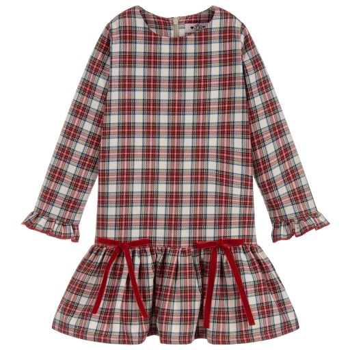 Phi Clothing-فستان قطن تارتان لون أحمر  | Childrensalon Outlet