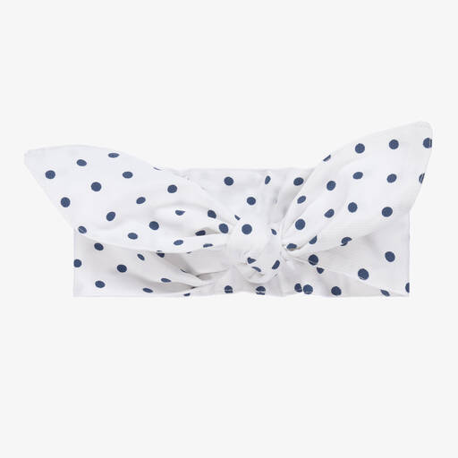 Phi Clothing-Girls White & Blue Polka Dot Headband | Childrensalon Outlet