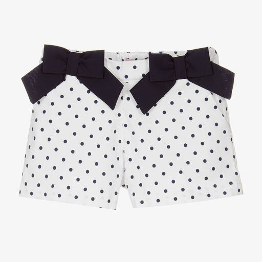 Phi Clothing-شورت قطن لون أبيض وكحلي للبنات | Childrensalon Outlet