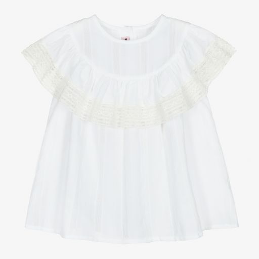 Phi Clothing-بلوز قطن لون أبيض للبنات | Childrensalon Outlet