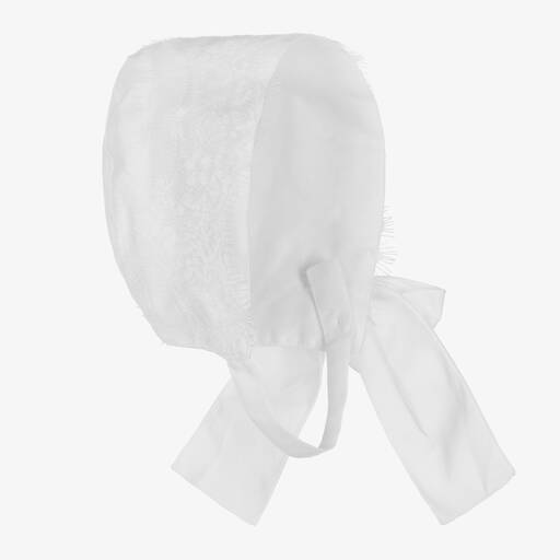 Phi Clothing-Girls White Cotton Lace Bonnet | Childrensalon Outlet